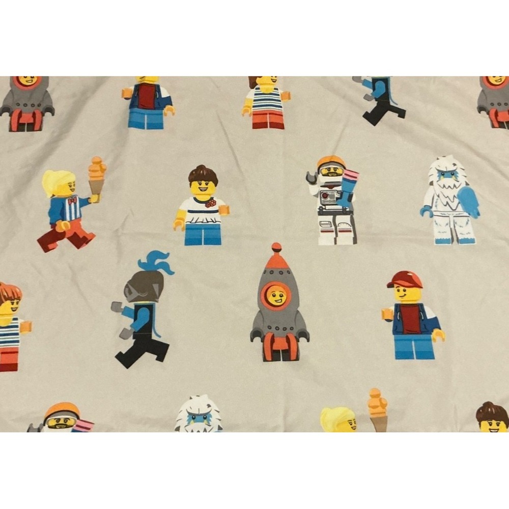 LEGO Brand Minifigure Print Twin Bed 3-Piece Kids Bedding Set Fabric 66 x 96"